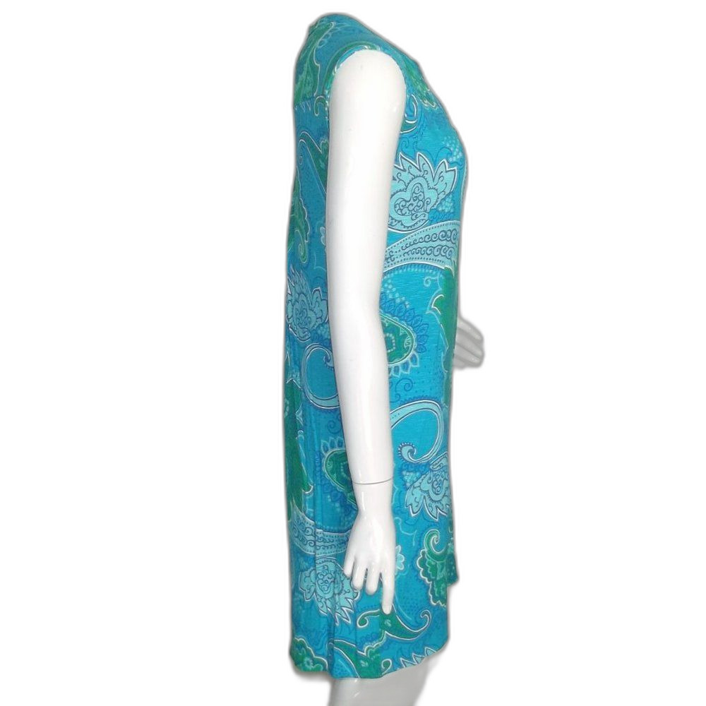 TORI RICHARD Dress, M, Alexia Blue Paisley, Sleeveless Split Neck, Rayon-spandex - Picture 6 of 13